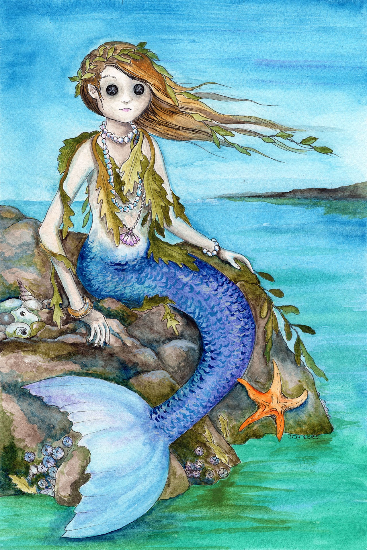 Beyond the Sea - 6"x 9" Original illustration by Jo Hards