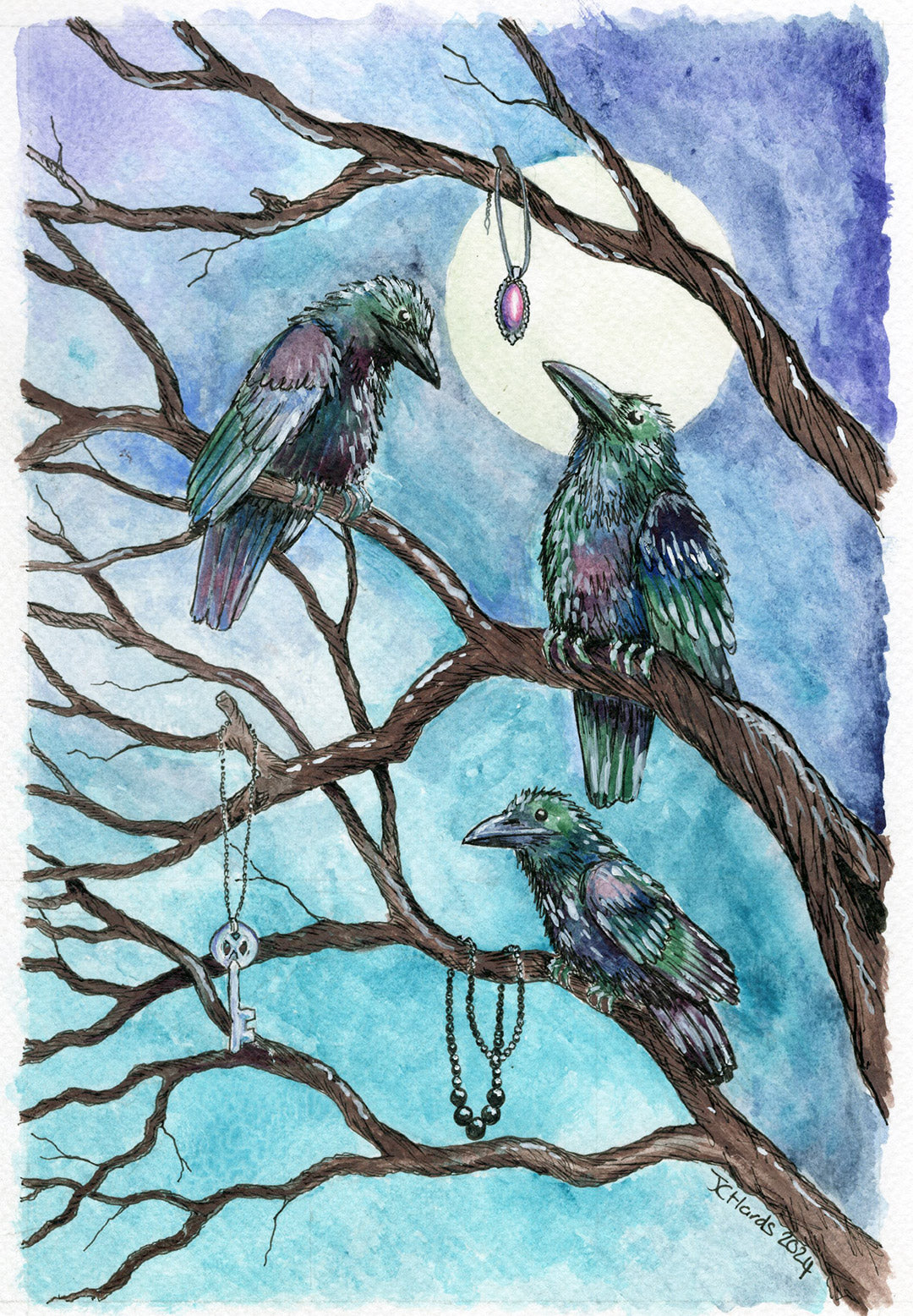 Morrigan Macha & Badb - 6"x 9" Original illustration by Jo Hards