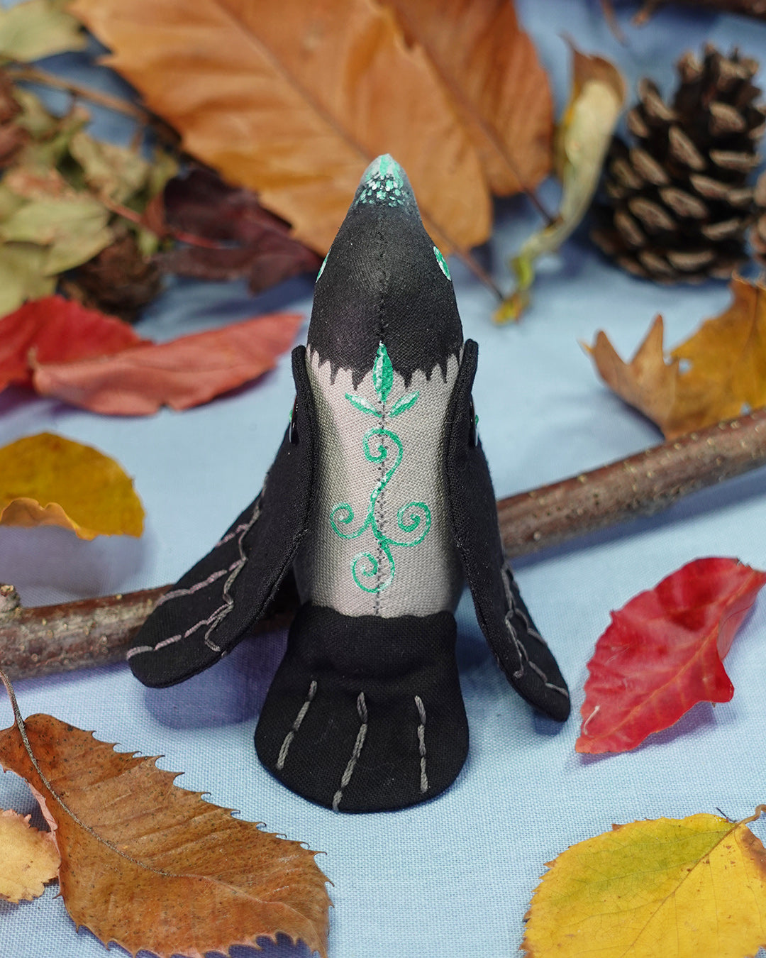 Lichen - Textile Crow Soft Sculpture