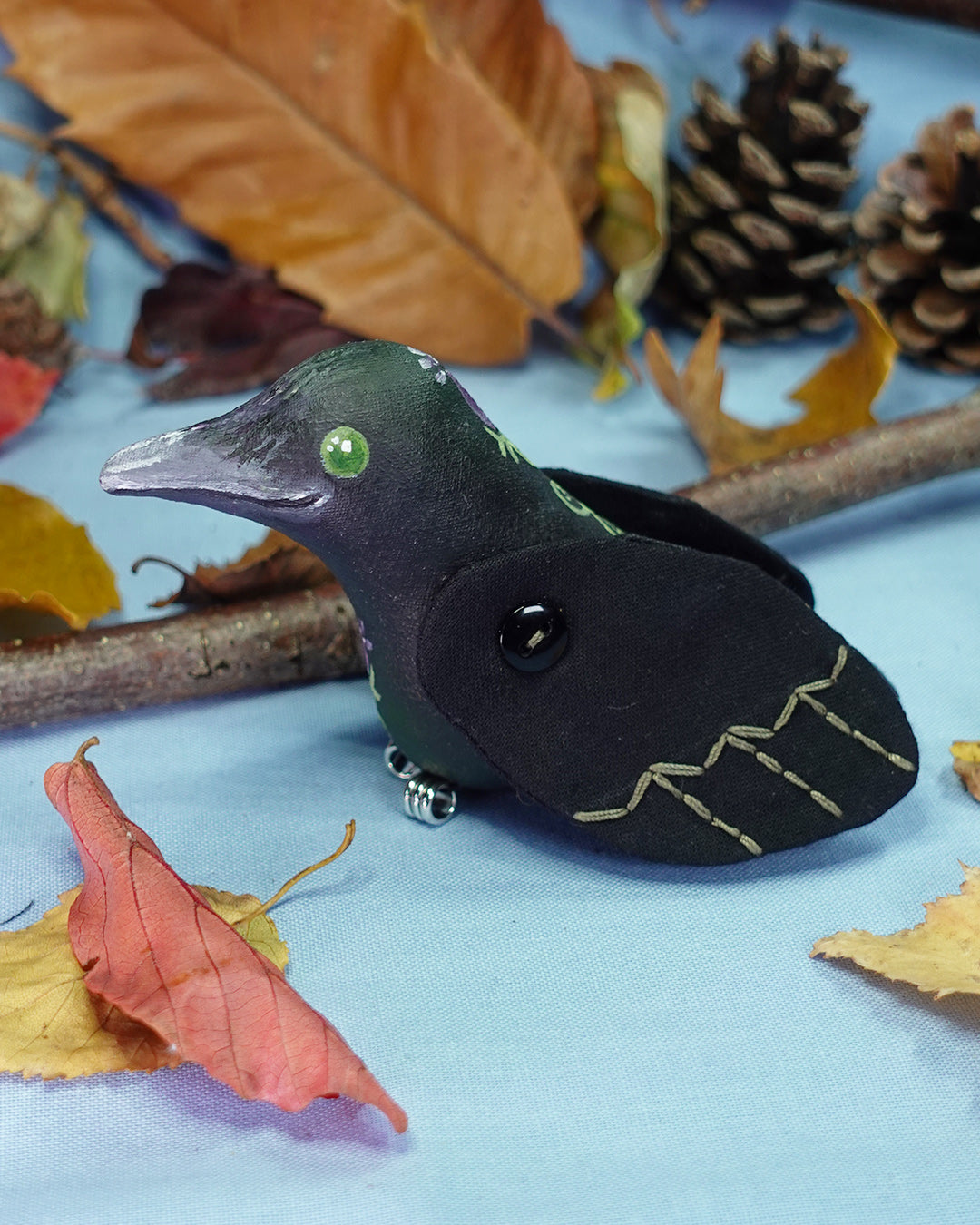 Knapweed - Textile Crow Soft Sculpture