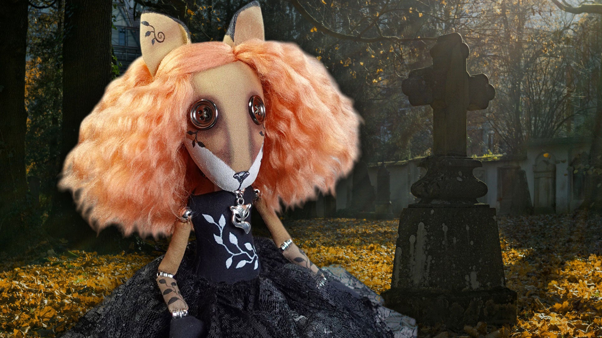 Load video: Graveyard Fox Girl - How my art dolls tell their stories